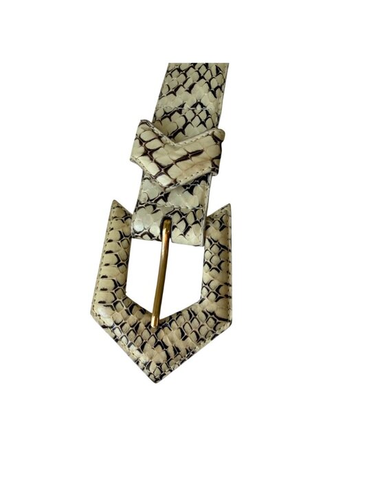 Ritz Snake Skin Belt With Gold-Tone Buckle M/L Size Cream & Black Pattern main image 7